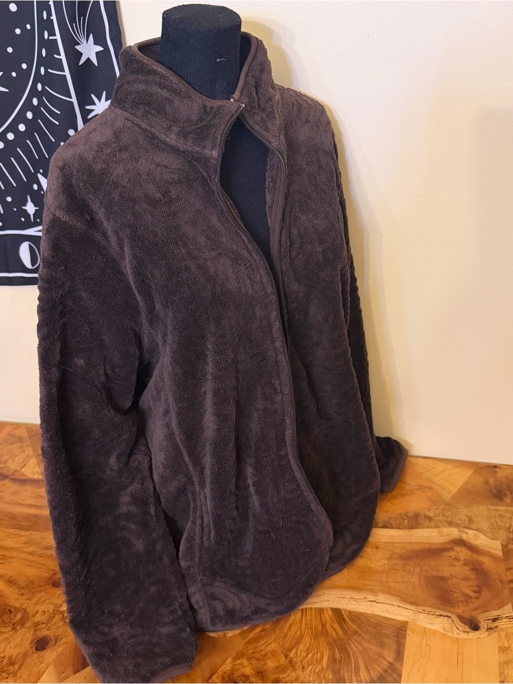 Great Northwest 2X Fuzzy Sherpa Jacket Brown No Zipper Pull Extra Pockets - Picture 3 of 10